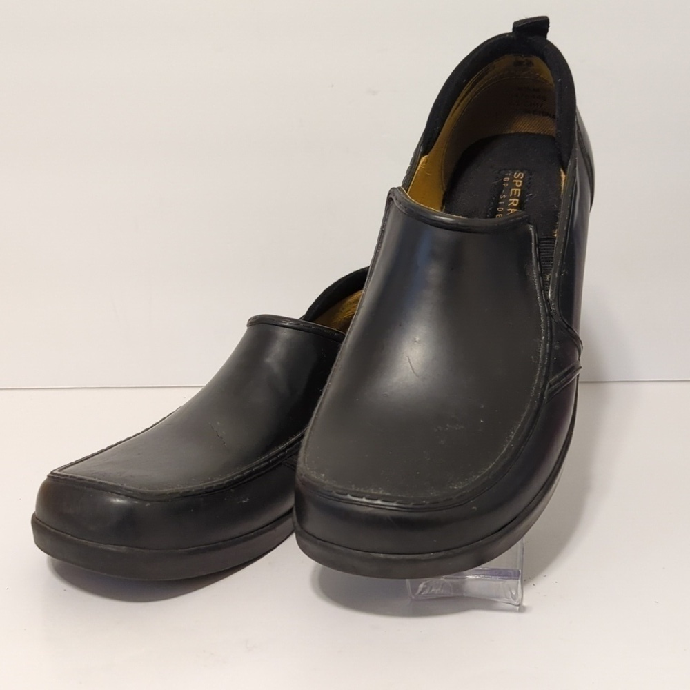 Sperry top spider black rubber low top shoes. Men's size 8.5 woman's size 10